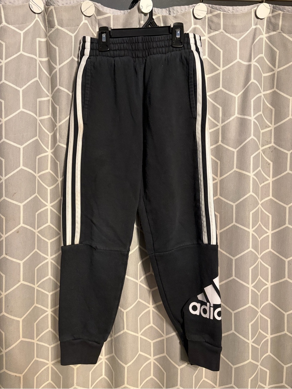 adidas Black Sweatpants with White Side Stripes